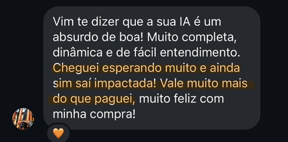 Cliente diz que o Agente de IA é um absurdo de bom e vale muito mais do que pagou