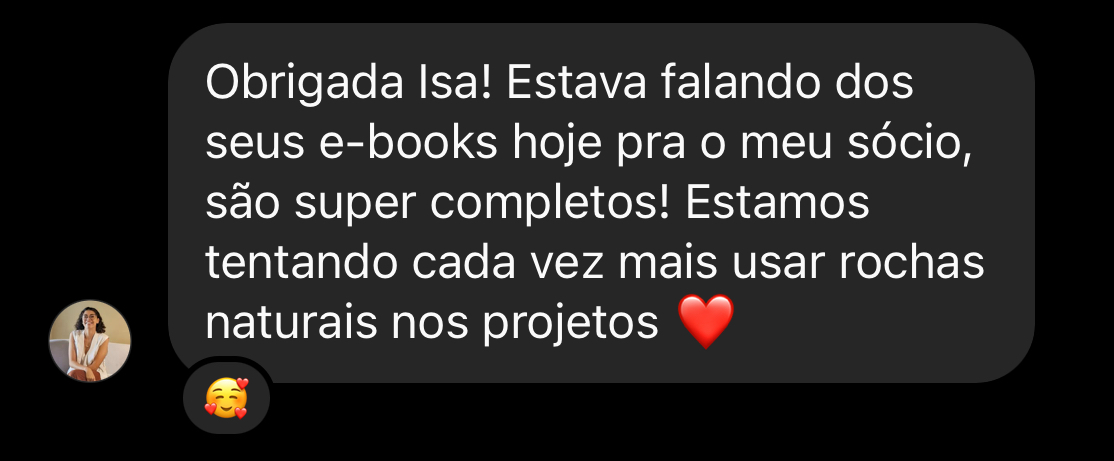 Arquiteta recomenda os e-books do Manual para o sócio e usa rochas naturais nos projetos