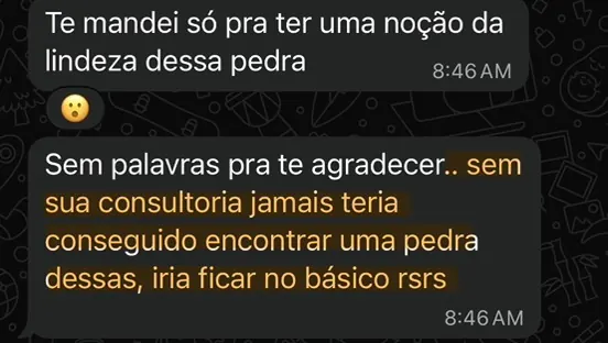 Print de depoimento de cliente da consultoria