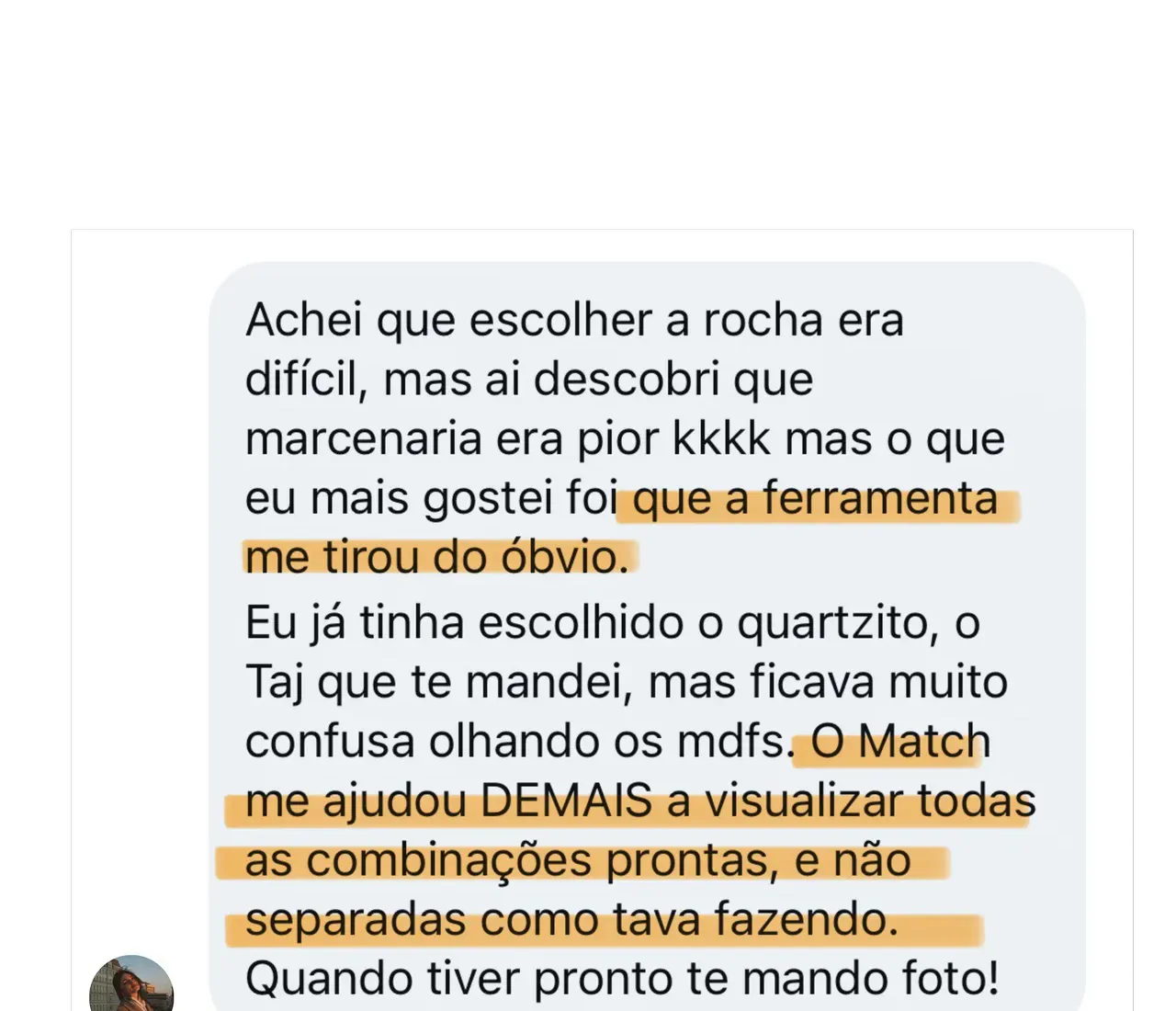 Depoimento da Vanessa sobre o Match