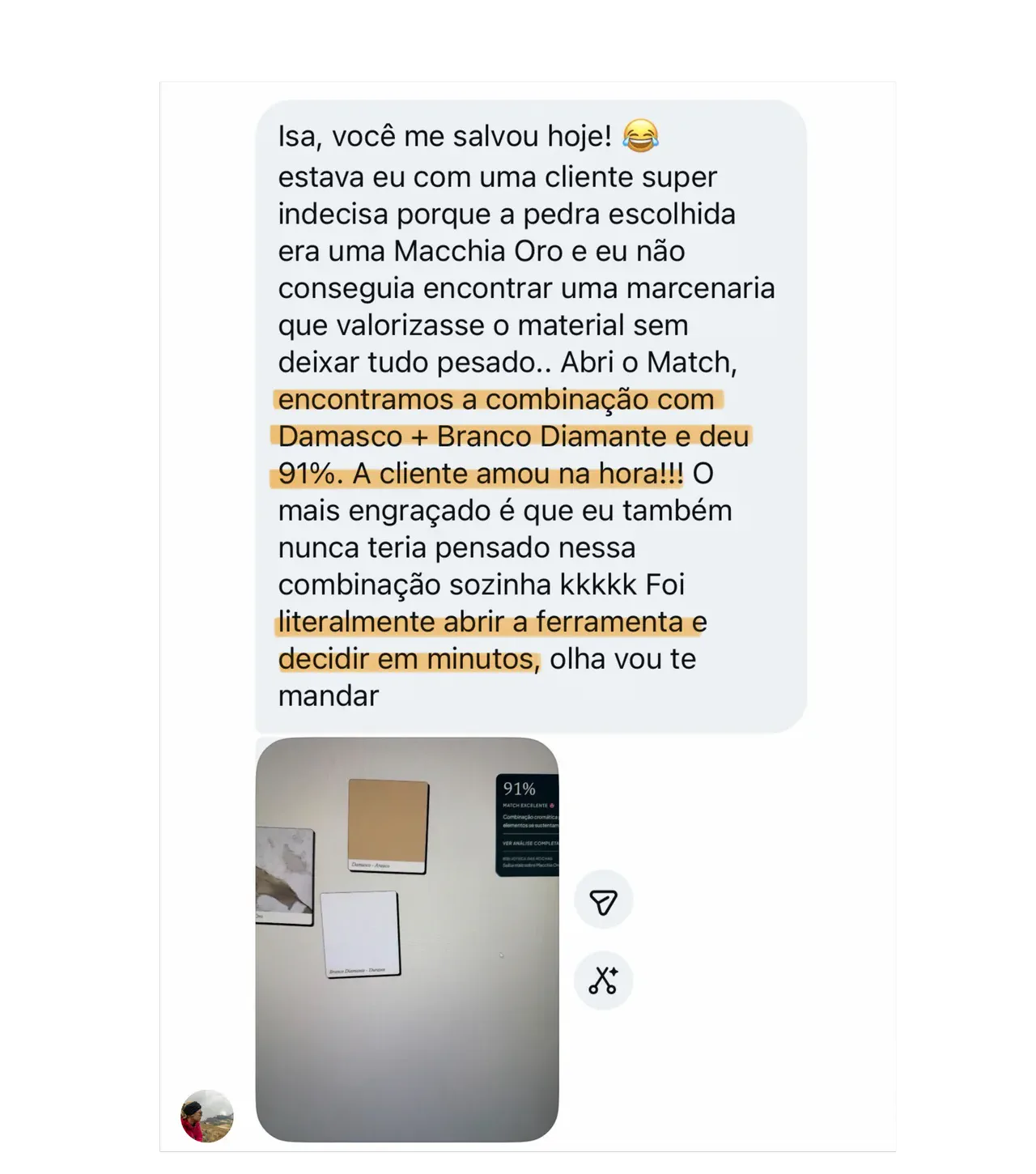 Depoimento da Ester sobre o Match