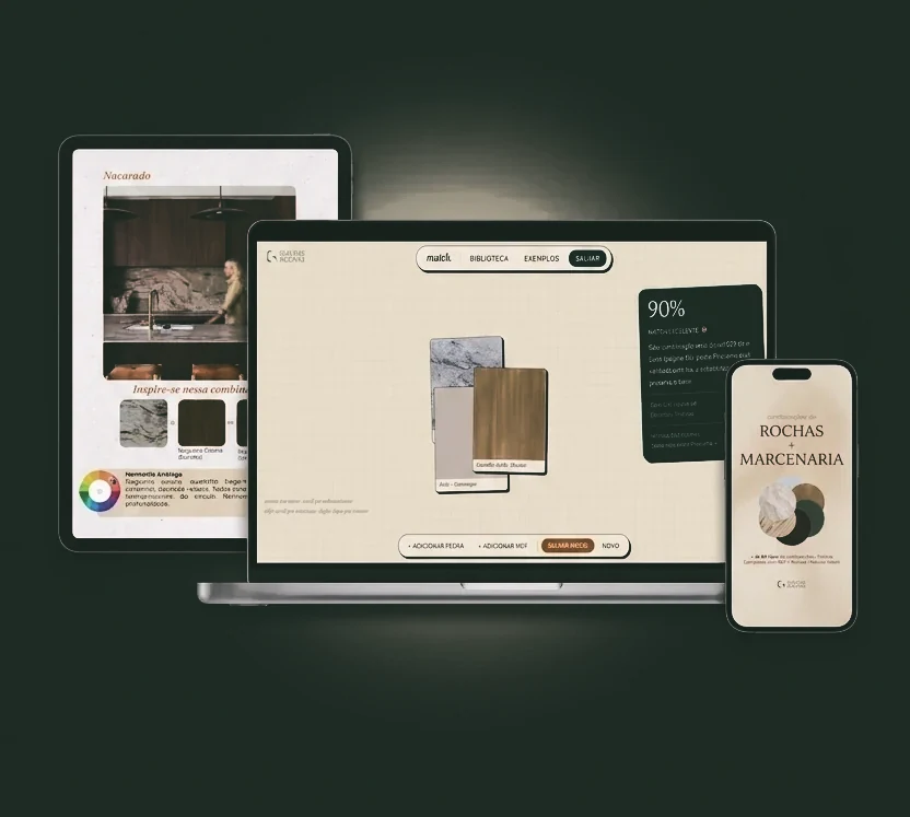 A Ferramenta Match aberta em notebook, tablet e celular